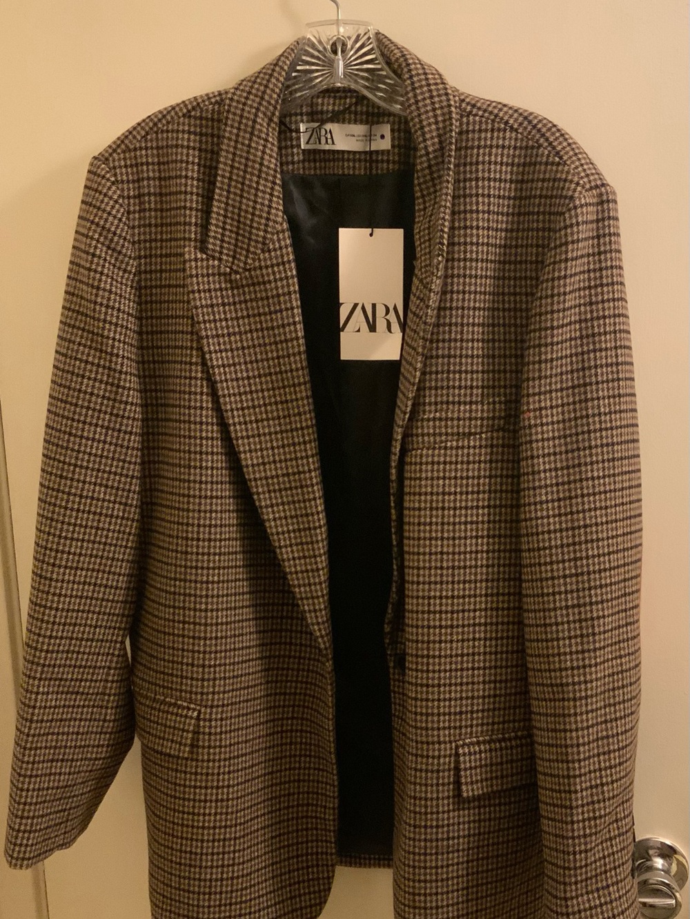 ZARA Women’s Brown & Black Glen Plaid Blazer